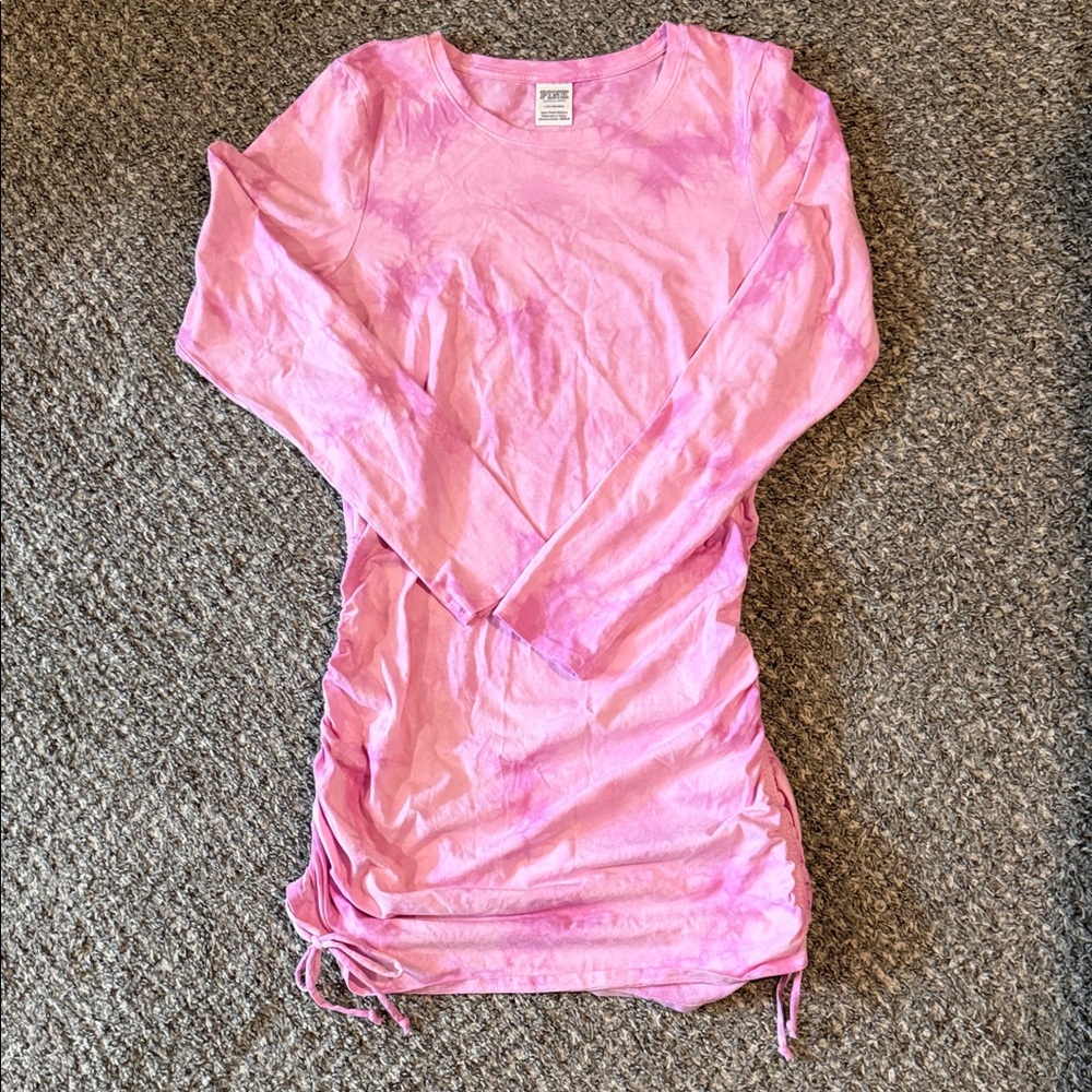 PINK Victoria's Secret Pink Long-Sleeve Ruched Bodycon Dress